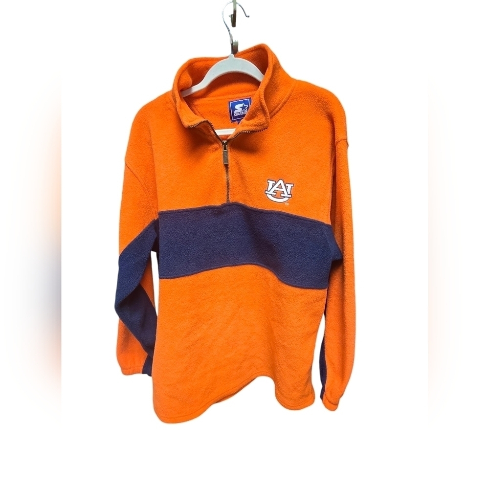 Starter AuburnMens Orange/Blue Fleece 1/4 Zip Pullover Sz. M